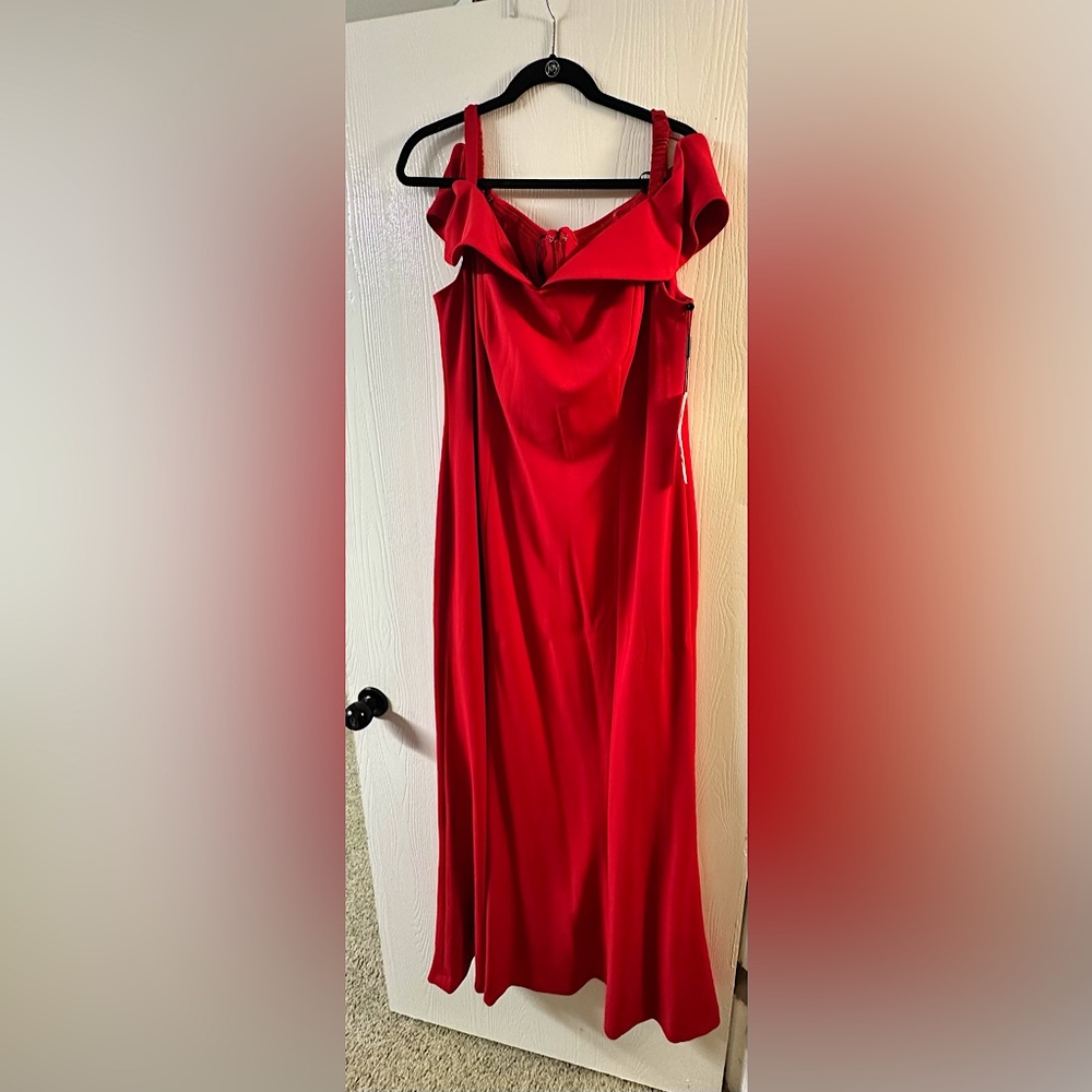 Elegant Red Calvin Klein Evening Gown